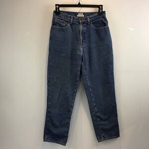 LL Bean Original Fit Relaxed red plaid flannel lined jeans  12 see measurements